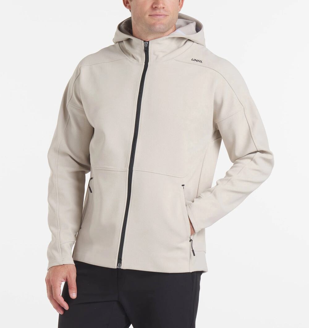 UNRL Men's L Sand Impact Full Zip Performance Hoodie Jacket Athleisure HR12-12